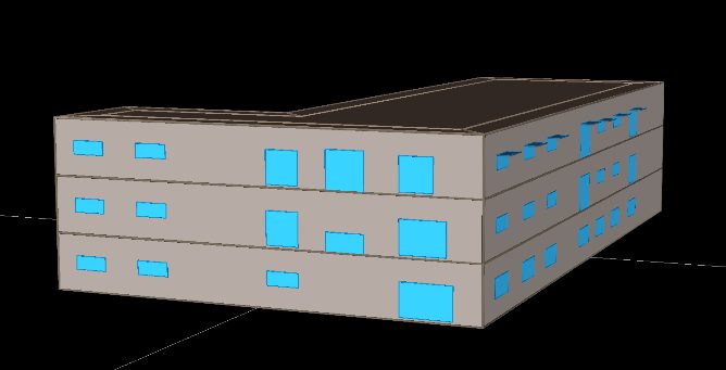 eQUEST three-dimensional massing model of the 426 Queenston Street building
